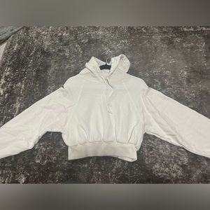 Top shop Cropped White Hoodie